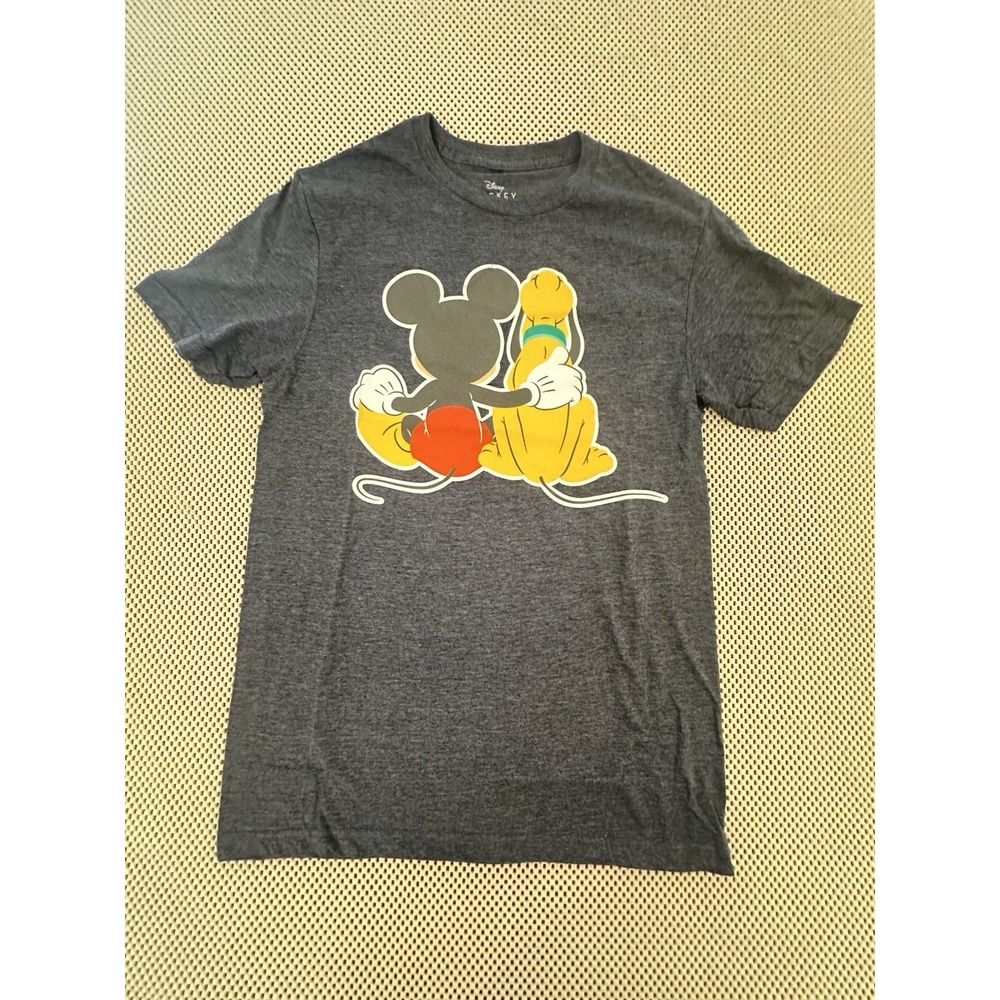 NEW Disney Mickey Mouse And Pluto T-Shirt Unisex Size S Adult Heather Grey/blue